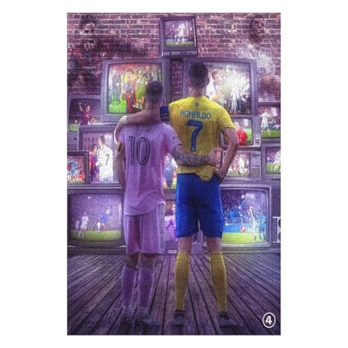 Wooden Puzzle 1000 Teile Ronaldo Messi Puzzle Erwachsene Puzzles Fußballspieler Puzzle Bildung Spielzeug Spiel Familie Dekoration (75x50) cm von LOPUCK