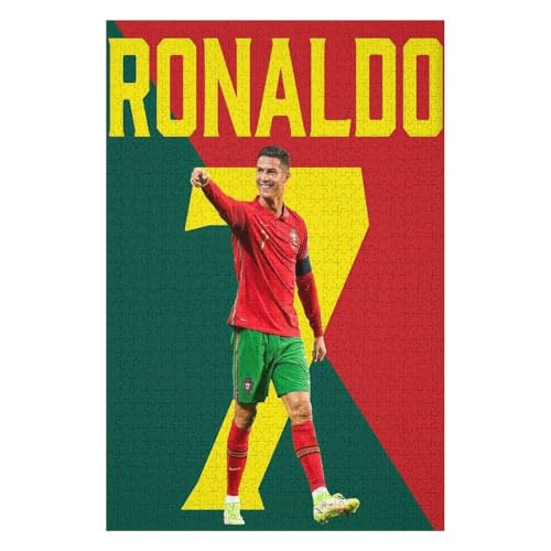 Wooden Puzzle 1000 Teile Ronaldo Puzzle Erwachsene Puzzles Fußballspieler Puzzle Bildung Spielzeug Spiel Familie Dekoration (75x50) cm von LOPUCK