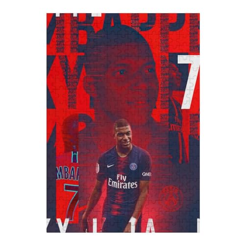 Wooden Puzzle 300 Teile Mbappe Puzzle Erwachsene Puzzles Fußballspieler Puzzle Bildung Spielzeug Spiel Familie Dekoration (40x28) cm von LOPUCK