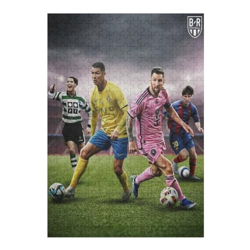 Wooden Puzzle 300 Teile Ronaldo Messi Puzzle Erwachsene Puzzles Fußballspieler Puzzle Bildung Spielzeug Spiel Familie Dekoration (40x28) cm von LOPUCK