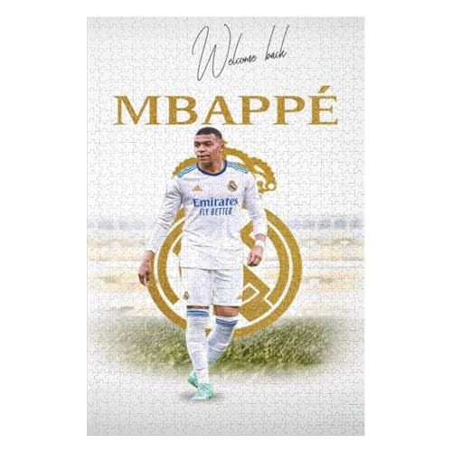 Wooden Puzzles 1000 Teile Mbappe Madrid Puzzle Erwachsene Puzzle Schwierigkeitsgrad Puzzle Fußballspieler Puzzle Lernspiel Spielzeug (75x50) cm von LOPUCK