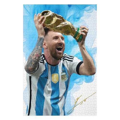 Wooden Puzzles 1000 Teile Messi Puzzle Erwachsene Puzzle Schwierigkeitsgrad Puzzle Fußballspieler Puzzle Lernspiel Spielzeug (75x50) cm von LOPUCK