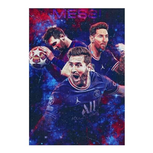 Wooden Puzzles 300 Teile Messi Puzzle Erwachsene Puzzle Schwierigkeitsgrad Puzzle Fußballspieler Puzzle Lernspiel Spielzeug (40x28) cm von LOPUCK