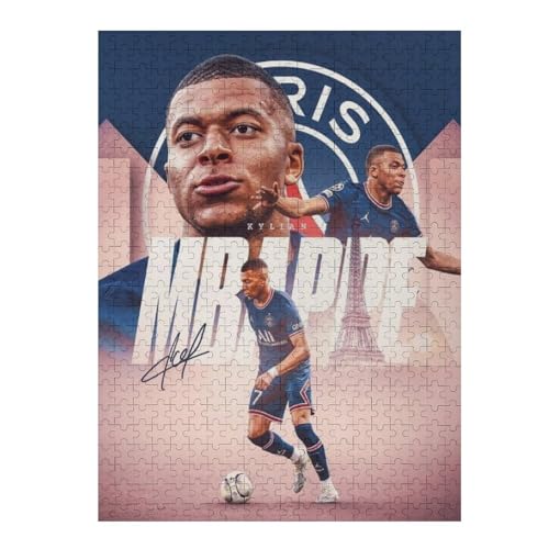 Wooden Puzzles 500 Teile Mbappe Puzzle Erwachsene Puzzle Schwierigkeitsgrad Puzzle Fußballspieler Puzzle Lernspiel Spielzeug (52x38) cm von LOPUCK