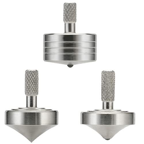 Kreisel Metall, Zappeln Spielzeug Desktop Mini Spinner Präzision Gyroskop, Edelstahl Dekompression Desktop EDC Tötungszeit Stressabbau-Spielzeug ​für Erwachsene (3PCS Silber Stil 1+Stil 3+Stil 4) von LOQATIDIS