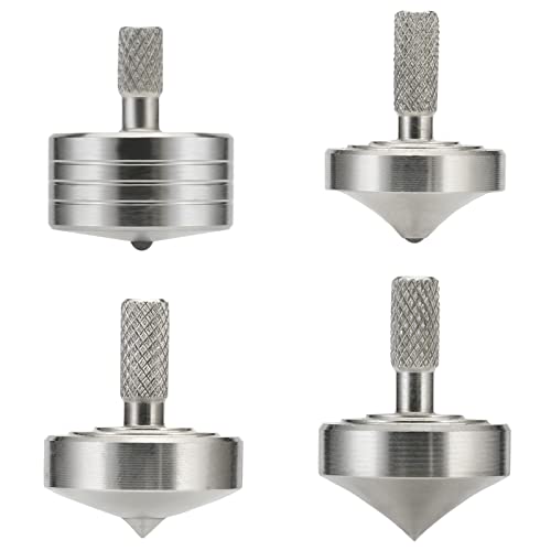 4STK Mini Metall kreisel, reduziert Stress, ADHS Spielzeug, perfekte Balance, präzise CNC gefräst aus einem massiven Block aus 304 Edelstahl (4PCS Silber Stil 1+Stil 2 +Stil 3 +Stil 4) von LOQATIDIS