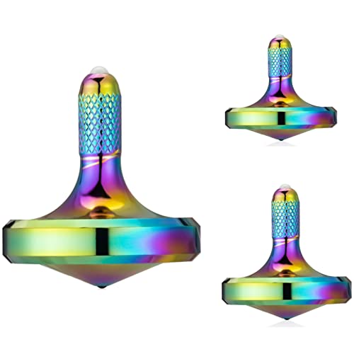 LOQATIDIS Metall Edelstahl Kreisel, 3PCS gut gestaltetes EDC Dekompressions Spielzeug, perfekt ausbalanciert und sanftes Rollen, hilft, Stress und Angst abzubauen von LOQATIDIS