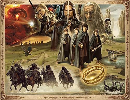Puzzle 1000 Teile - Lord of The Rings Poster - Puzzle for Adults and Children from 14 Years Knobelspiele Puzzle in Panorama Format - der Herr der Ringe - 75x50cm von LORDOS