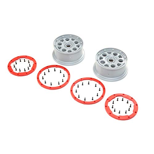 LOSI 1/5 Front/Rear 4.75 Beadlock Wheels, 24mm Hex, Silver/Red (2): DBXL-E 2.0 von LOSI