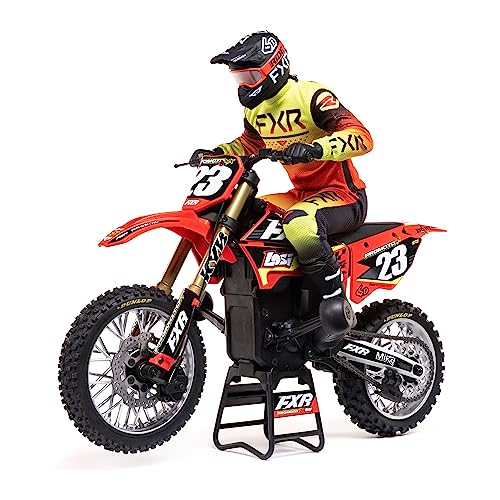 LOSI 1/4 Promoto-MX Motorrad RTR Ferngesteuert mit Schwungrad Stabi Stoßdämpfer 3 Fahrmodi Brushless Kettenantrieb Kupplung ohne Akku und Ladegerät von LOSI