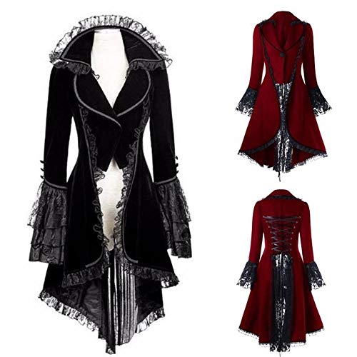 Frack Mantel Damen mit Knöpfen, Steampunk Kleider Spitze, Vintage Revers GehrockRenaissance Faschingskostüme Gothic Kleidung Mittelalter Palast Kleid Halloween Kostüme Karneval Party S-5XL Frack Mantel Damen mit Knöpfen, Steampunk Kleider Spitze, Vintage Revers GehrockRenaissance Faschingskostüme Gothic Kleidung Mittelalter Palast Kleid Halloween Kostüme Karneval Party S-5XL von LOSSLO