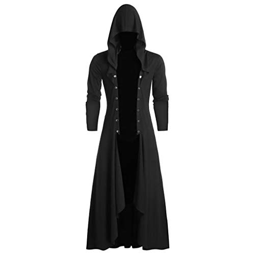 Gothic Jacke Herren ,Mittelalter Mantel Herren,Steampunk Jacke Herren Vintage Hoodie Kapuzenjacke Umhang mit Kapuze Punk Mäntel Kapuzenpullover Cosplay Fasching Karneval Halloween Kostüm Sweatjacke von LOSSLO