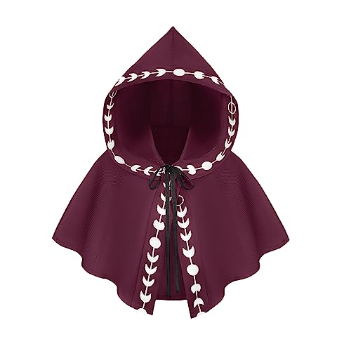 Halloween Kostüm Unisex Gugel Mittelalter Gugel Kapuze Herren Damen Gugel Umhang mit Kapuze Renaissance Kapuzenumhang Cape Hood Vintage Gothic Cowl Hut Schal Drucken Kurzhaube für Cosplay Karneval von LOSSLO