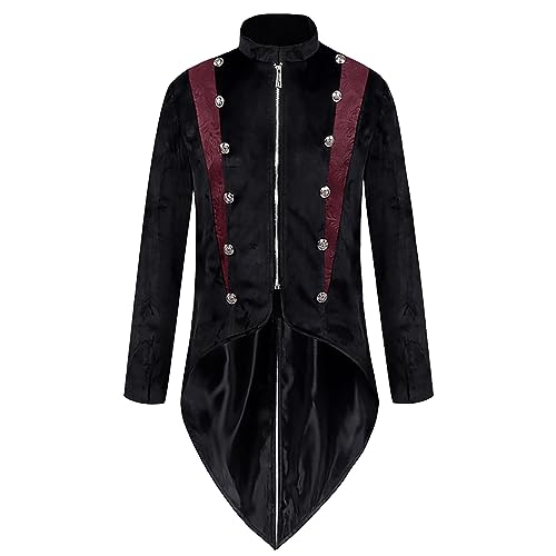 Herren Steampunk Frack Loose fit - Gothic Jacke Herren Midi Schwarz Renaissance Mantel mit Reißverschluss Retro Viktorianische Hof Gehrock Elegant Tuxedo Theater Vampir Kleidung Halloween Kostüm Herren Steampunk Frack Loose fit - Gothic Jacke Herren Midi Schwarz Renaissance Mantel mit Reißverschluss Retro Viktorianische Hof Gehrock Elegant Tuxedo Theater Vampir Kleidung Halloween Kostüm von LOSSLO