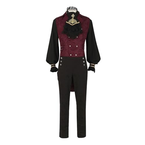 Herren Steampunk Kostüm Set - Gothic Mantel Herren Edelmann Renaissance Frack mit Knöpft Retro Viktorianische Hof Gehrock Elegant Königlicher Prinz Kleidung Cosplay Halloween Kostüm Herren Steampunk Kostüm Set - Gothic Mantel Herren Edelmann Renaissance Frack mit Knöpft Retro Viktorianische Hof Gehrock Elegant Königlicher Prinz Kleidung Cosplay Halloween Kostüm von LOSSLO