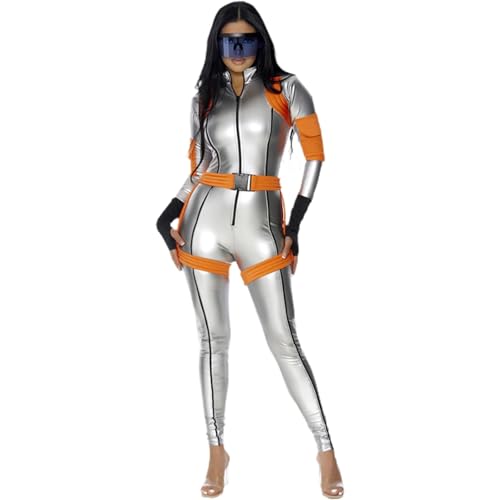 LOSSLO Silber Astronauten Kostüm Damen Raumfahrer Kostüm Damen Cosmonauten Costume Mit Bodysuit Gürtel Und Handschuhe Raumfahrtanzug 3-Teiliges Jumpsuit Space Spacewalk Outfit Für Halloween & Karneval LOSSLO Silber Astronauten Kostüm Damen Raumfahrer Kostüm Damen Cosmonauten Costume Mit Bodysuit Gürtel Und Handschuhe Raumfahrtanzug 3-Teiliges Jumpsuit Space Spacewalk Outfit Für Halloween & Karneval von LOSSLO