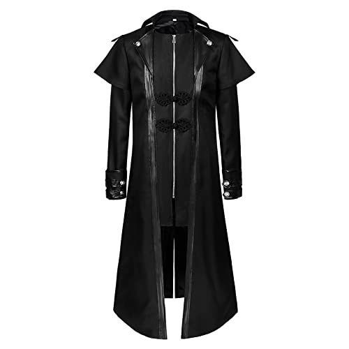 LOSSLO Steampunk Herren Jacken, Frack Mantel Herren Lang Vintage Mittelalter Gehrock Renaissance Kostüme Viktorianische Gothic Kleidung Mittelalter Palast Mantel Halloween Kostüme Karneval Party von LOSSLO