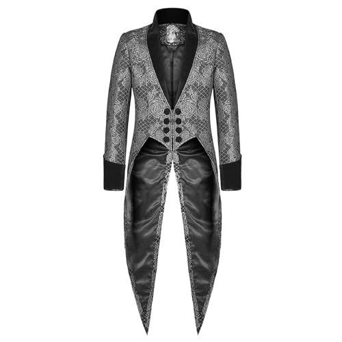 LOSSLO Steampunk Herren Jacken, Frack Mantel Herren Mode Vintage Mittelalter Gehrock Renaissance Kostüme Viktorianische Gothic Kleidung Mittelalter Palast Mantel Halloween Kostüme Karneval Party von LOSSLO