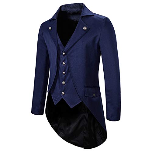 LOSSLO Steampunk Herren Mantel, Frack Jacket Herren Lang Anzug Mittelalter Gehrock Renaissance Kostüme Viktorianische Gothic Kleidung Mittelalter Palast Jacketn Halloween Kostüme Karneval Party von LOSSLO