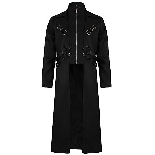 LOSSLO Steampunk Herren Mantel, Frack Jacket Herren Lang Mittelalter Gehrock Renaissance Kostüme Viktorianische Gothic Kleidung Mittelalter Palast Jacketn Halloween Kostüme Performance-Kleidung von LOSSLO