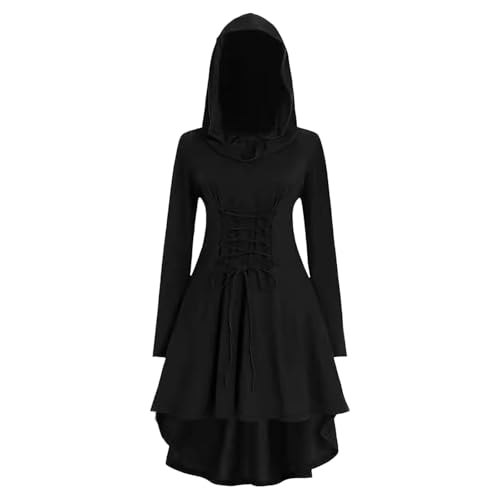 Neu 2025 Gothic Hoodie Damen Schwarz - Mittelalter Kleid mit Kapuze Renaissance Vampir Kleidung Retro Kleider Vintage Cosplay Outfit Halloween Karneval Party Outfite Hexenkleid Freizeitkleid Neu 2025 Gothic Hoodie Damen Schwarz - Mittelalter Kleid mit Kapuze Renaissance Vampir Kleidung Retro Kleider Vintage Cosplay Outfit Halloween Karneval Party Outfite Hexenkleid Freizeitkleid von LOSSLO