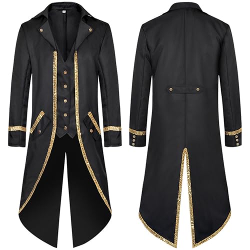 Neu 2025 Steampunk Jacke Herren - Gothic Frack Herren Lang Trendy Grün Renaissance Mantel Viktorianische Hof Gehrock Elegant Tuxedo Theater Performance Vampir Kleidung Halloween Kostüm Neu 2025 Steampunk Jacke Herren - Gothic Frack Herren Lang Trendy Grün Renaissance Mantel Viktorianische Hof Gehrock Elegant Tuxedo Theater Performance Vampir Kleidung Halloween Kostüm von LOSSLO