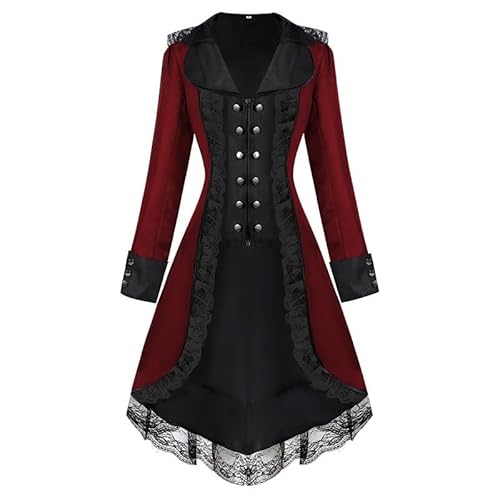 Neu 2025 Steampunk Kleid Damen Schwarz, Gothic Kleider Langarm, Mittelalter Vintage Mantel mit SpitzeRenaissance Gehrock Viktorianische Faschingskostüme Halloween Kostüm Karneval Party Festival Neu 2025 Steampunk Kleid Damen Schwarz, Gothic Kleider Langarm, Mittelalter Vintage Mantel mit SpitzeRenaissance Gehrock Viktorianische Faschingskostüme Halloween Kostüm Karneval Party Festival von LOSSLO