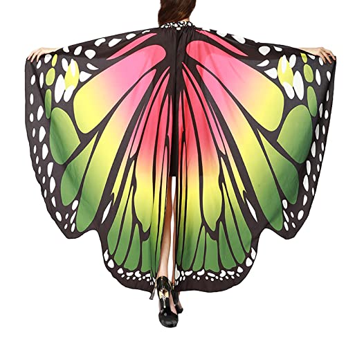 Schmetterling Kostüm Damen ,Schmetterlingsflügel Erwachsene Bunt,Feen Flügel mit Spitze Maske Faschingskostüme Schmetterlings Umhang Verkleidung Frauen Feenflügel Schal Poncho Party Cosplay Karneval von LOSSLO