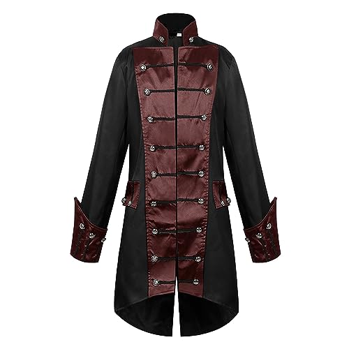 Steampunk Herren Mantel, Frack Jacket Herren Lang Klassiker klassisch Mittelalter Gehrock Renaissance Kostüme Viktorianische Gothic Kleidung Mittelalter Palast Jacketn Halloween Kostüme Karneval Party von LOSSLO