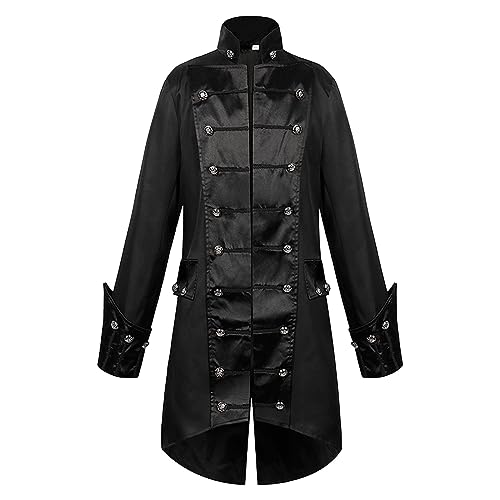 Steampunk Herren Mantel, Frack Jacket Herren Lang Klassiker klassisch Mittelalter Gehrock Renaissance Kostüme Viktorianische Gothic Kleidung Mittelalter Palast Jacketn Halloween Kostüme Karneval Party von LOSSLO