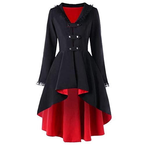 Steampunk Jacke Damen ,Gothic Mantel Damen,Mittelalter Kleidung Retro Vintage Gehrock Frack Jacke Spitzen Punk Mäntel Viktorianischer Trenchcoat Cosplay Uniform Karneval Halloween Kostüm für Frauen von LOSSLO