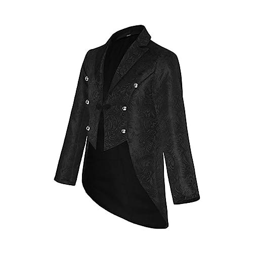 Steampunk Kostüm Herren - Gothic Frack Herren Midi Mode Schwarz Mantel Jacquard Viktorianische Hof Gehrock Retro Renaissance Tuxedo Elegant Jacke Vampir Cosplay Kleidung Halloween Kostüm Steampunk Kostüm Herren - Gothic Frack Herren Midi Mode Schwarz Mantel Jacquard Viktorianische Hof Gehrock Retro Renaissance Tuxedo Elegant Jacke Vampir Cosplay Kleidung Halloween Kostüm von LOSSLO