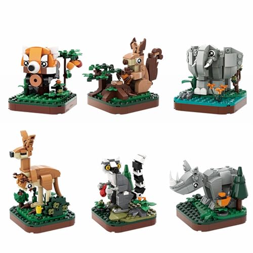 LOTOLO Mini Tiere Bausteine Set,Nettes Land Tierthema Sammlung Bau Gebäude Ziegel Spielzeug,Home Decors (6 in 1) von LOTOLO