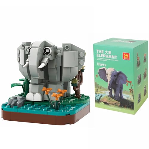 LOTOLO Mini Tiere Bausteine Set,Nettes Land Tierthema Sammlung BAU Gebäude Ziegel Spielzeug,Home Decors (Elefant) von LOTOLO