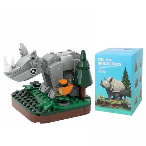 LOTOLO Mini Tiere Bausteine Set,Nettes Land Tierthema Sammlung Bau Gebäude Ziegel Spielzeug,Home Decors (Rhino) von LOTOLO