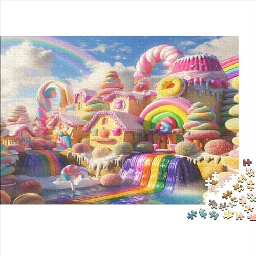 1000 Stück Puzzles Für Erwachsene Teenager Buntes Süßigkeitenhaus Stress Abbauen Familien-Puzzlespiel Mit Poster in Voller Größe 1000-teiliges Puzzle Lernspiel Geschenk 1000pcs (75x50cm) von LOUSON