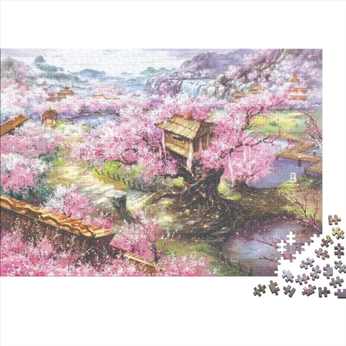 1000 Stück Puzzles Für Erwachsene Teenager Sakura-Villa Stress Abbauen Familien-Puzzlespiel Mit Poster in Voller Größe 1000-teiliges Puzzle Lernspiel Geschenk 1000pcs (75x50cm) von LOUSON