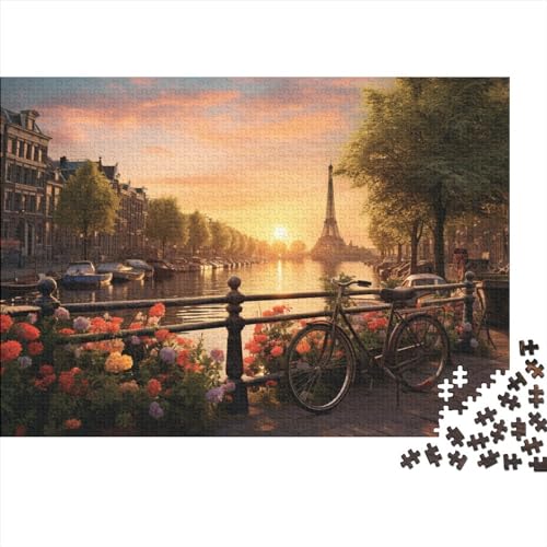 Fahrräder in Amsterdam Puzzles für Erwachsene 1000 Teile Puzzle für Erwachsene Herausforderndes Spiel Schöne Kunst von LOUSON