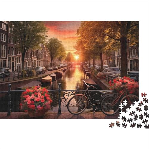 Fahrräder in Amsterdam Puzzles für Erwachsene 1000 Teile Puzzle für Erwachsene Herausforderndes Spiel Schöne Kunst von LOUSON