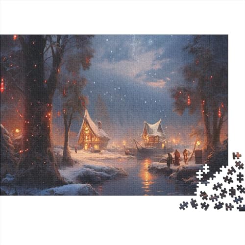 Hölzern Gift Puzzle, 300 Hölzern Puzzle Teile Im Adventskalender 2023, Geschenke Für Jungen, Mädchen, Familie Und Freunde Zu Weihnachten(Christmas Scenes) von LOUSON