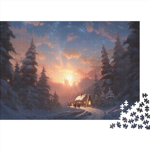 Hölzern Puzzle 2023, Adventskalender Puzzle 1000 Hölzern Teile Weihnachtskalender 2023 Männer Frauen Geschenke Jigsaw Puzzle Adventskalender Geschenke - Christmas Scenes von LOUSON