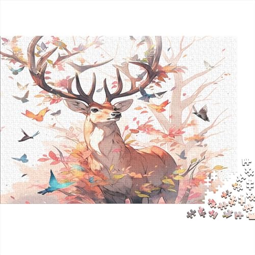 Hölzern Puzzle 2023, Adventskalender Puzzle 1000 Hölzern Teile Weihnachtskalender 2023 Männer Frauen Geschenke Jigsaw Puzzle Adventskalender Geschenke - Magischer Hirsch von LOUSON