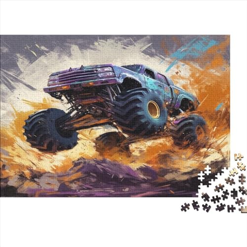 Hölzern Puzzle 2023, Adventskalender Puzzle 1000 Hölzern Teile Weihnachtskalender 2023 Männer Frauen Geschenke Jigsaw Puzzle Adventskalender Geschenke - Monster Truck von LOUSON