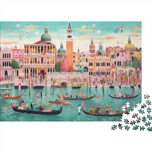 Hölzern Puzzle 2023, Adventskalender Puzzle 500 Hölzern Teile Weihnachtskalender 2023 Männer Frauen Geschenke Jigsaw Puzzle Adventskalender Geschenke - Venedig von LOUSON