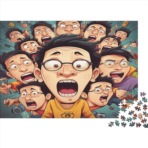 Hölzern Puzzle - Funny Faces - 300 Teile Puzzle Für Erwachsene, Holzpuzzle Mit 300pcs (40x28cm) von LOUSON