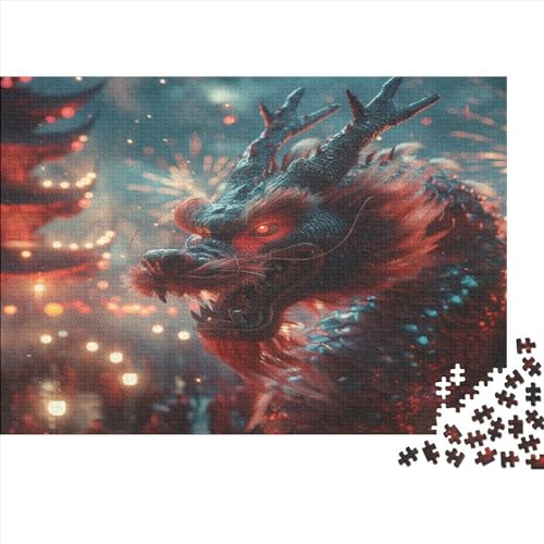 Hölzern Puzzle New Year 500 Piece Puzzle for Adults and Children Aged 14 and Over, Puzzle with Chinese Dragon 500pcs (52x38cm) von LOUSON