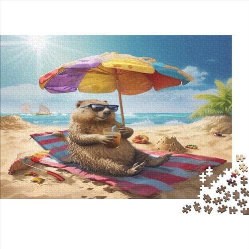 Hölzern Puzzle Sunny Beach 1000 Piece Puzzle for Adults and Children Aged 14 and Over, Puzzle with Animal 1000pcs (75x50cm) von LOUSON