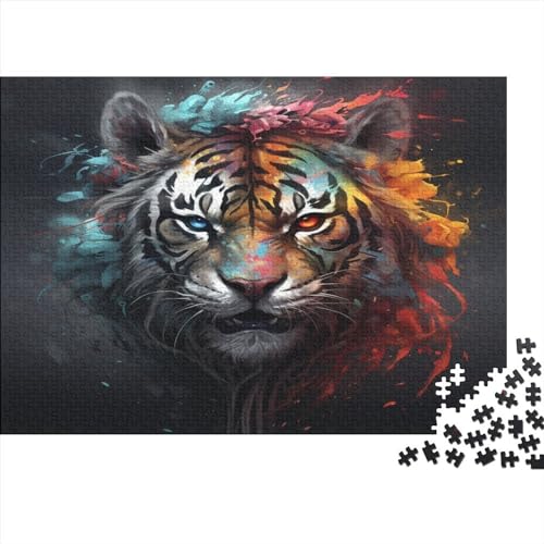 Puzzle für Erwachsene, 1000 Teile, buntes Tiger-Puzzle für Erwachsene, Familienspiele, Weihnachten, Geburtstag, Geschenke, Totenkopf von LOUSON