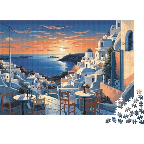 Puzzles für Erwachsene 500 Teile Abend in Santorini Jigsaw Puzzles für Erwachsene Familienspiele Weihnachten Geburtstag Geschenke Griechenland von LOUSON