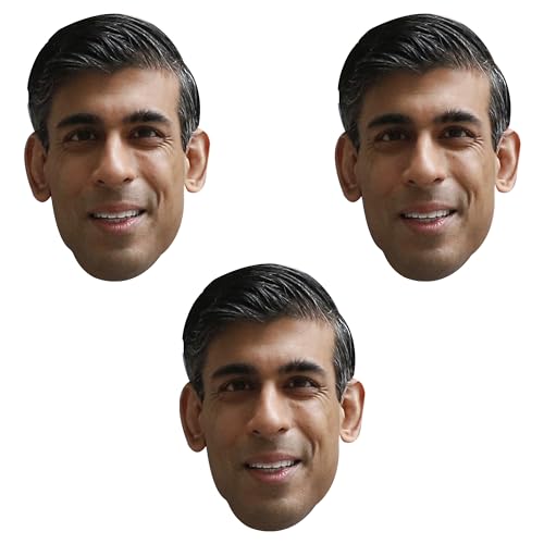 LOVETRENDS Rishi Sunak Maske - 3 Stück - Pappmaske mit elastischer Schnur - Politiker Verkleidung Zubehör von LOVETRENDS